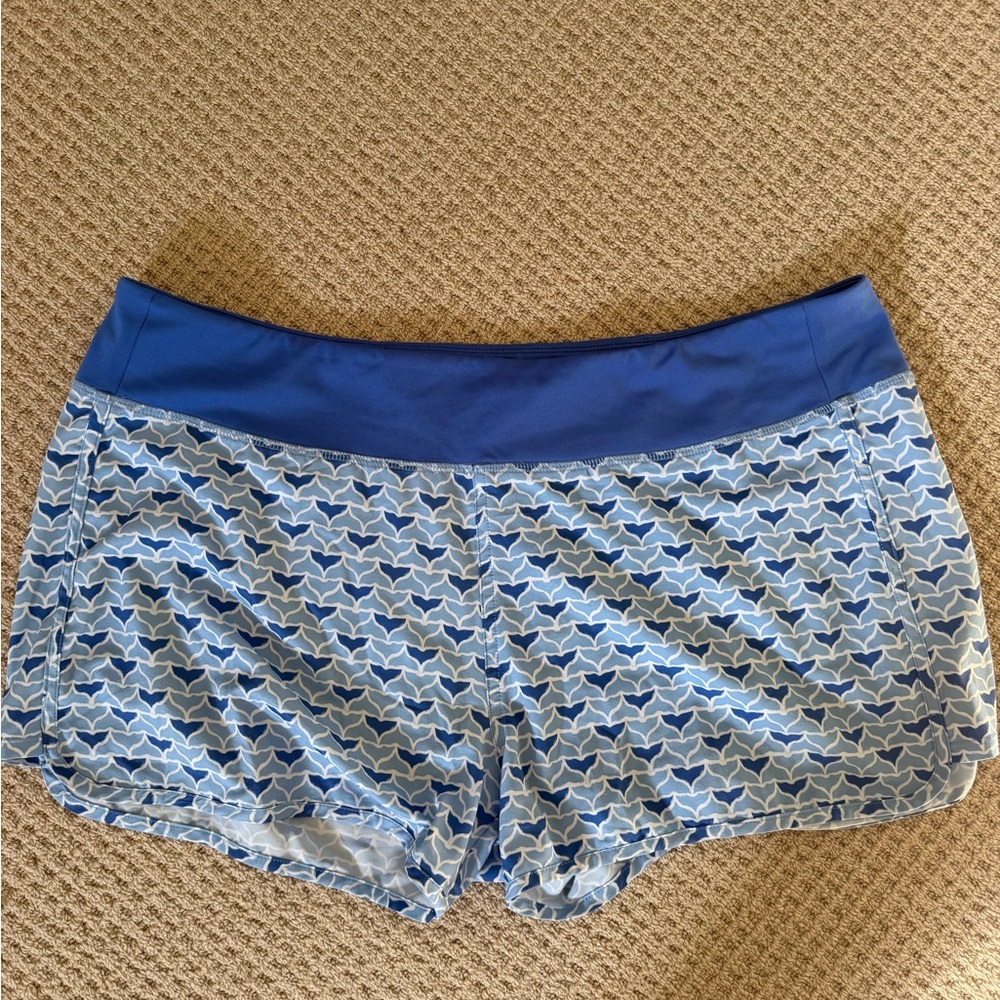 Vineyard Vines Blue Patterned Athletic Shorts with Royal Waistband